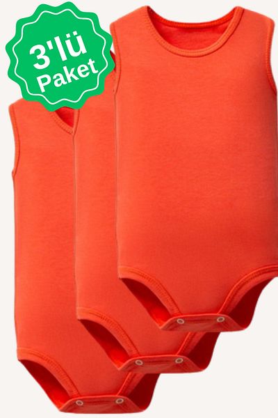 MAHFEL 100% Organic Cotton Sleeveless Baby Bodysuit with Snap Fasteners 3 Pack