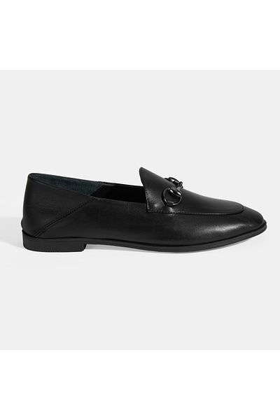 Desa Loafer din piele pentru femei negre cu accesorii cu cataramă