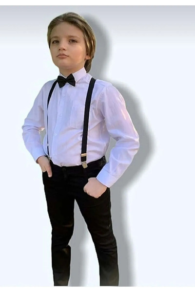 Nacar Boy's Shirt Pants Bowtie Suspender Suit April 23 Show Costume Outfit