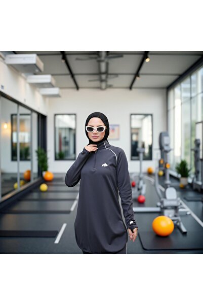 Wovi Kadın Dalgıç Kumaş Yarım Patlı Fermuarlı  Jogger Eşofman Takımı