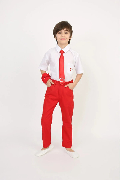 Nacar Boy's Shirt Pants Suspender Bow Tie Outfit April 23 Costume