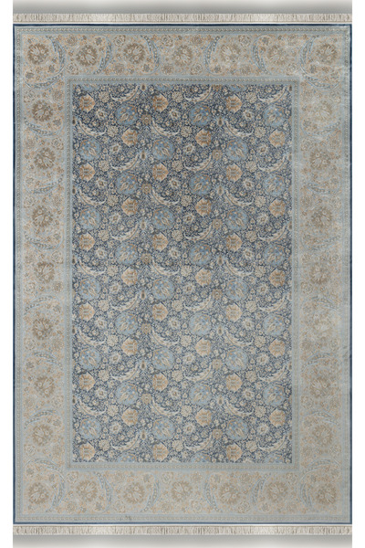 Apex Halı Vendom Palace 5451 Mavi Krem Yumuşak Dokulu Viskon ve Bambu 120 Tar...