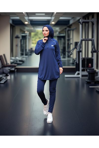 Wovi Γυναικείο Σετ αθλητικής φόρμας Jogger από ύφασμα Diver Half Placket με φερμουάρ