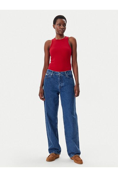Tommy Hilfiger Women's Cotton Round Sleeveless Casual Red Blouse
