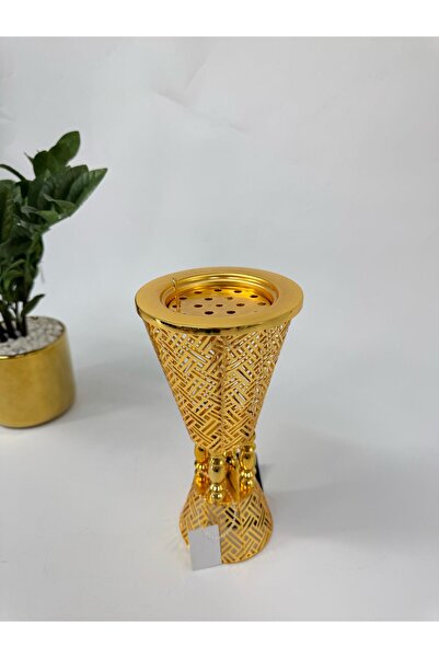 Living مبخرة ستيل مزخرفة  ، لون ذهبي  ، ارتفاع 23 سم