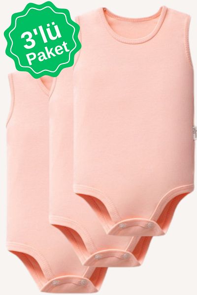 MAHFEL 100% Organic Cotton Sleeveless Baby Bodysuit with Snap Fasteners 3 Pack
