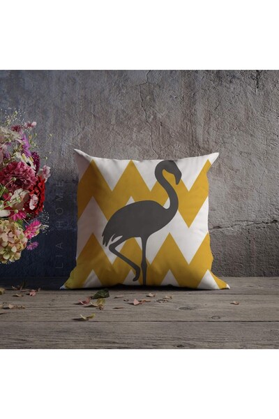 Lia Store غطاء وسادة مزخرف مزدوج الجوانب بنمط فلامنغو