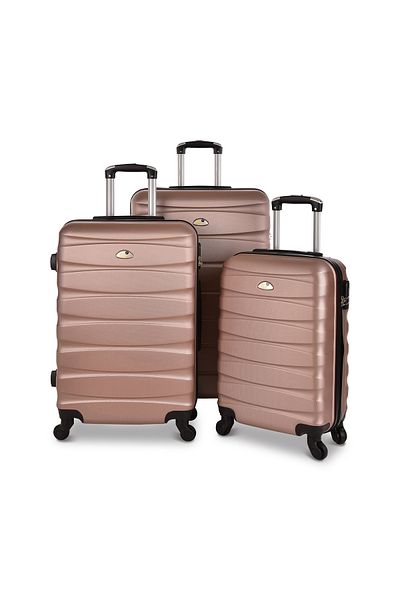 New Travel Hard Luggage Set, ABS Trolley Travel Bag, with Combination Lock and 4 Wheels BR706/3P-Rose Golden