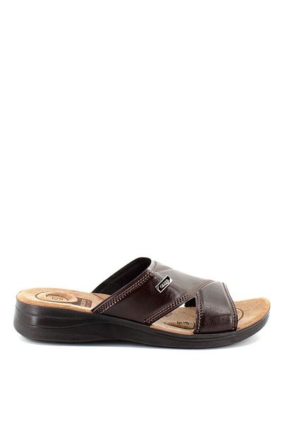 GEZER Men's Summer Leather Look 4 Point Orthopedic Luxury Slippers Street-Indoor Black 12060