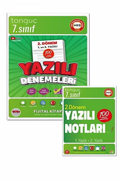 Tonguç Yayınları 7. Sınıf Yazılı Notları ve Denemeleri 2. Dönem 1 ve 2. Yazılı 2 KİTAP - Tonguç Yayınları