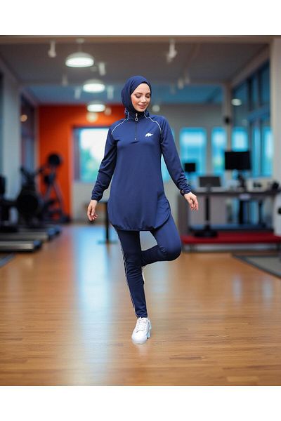 Wovi Γυναικείο Σετ αθλητικής φόρμας Jogger από ύφασμα Diver Half Placket με φερμουάρ
