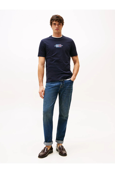 Tommy Hilfiger Erkek Pamuklu Regular Fit Yuvarlak Yaka Kısa Kollu Lacivert T-Shirt MW0MW38636-DW5