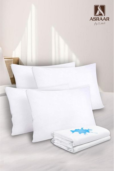Asraar Package 4-Pillow Cover|Waterproof Pillow Protector - Zipper Pillow Case Protector,75x50 cm