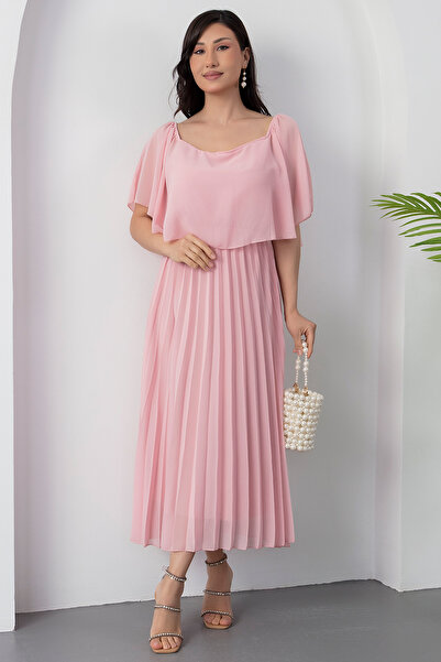 PULLIMM Φούστα με γιακά Madonna Πλισέ Φόρεμα σιφόν 2025-4102