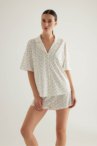 Hays Kadın Pamuklu Kısa Kollu Gömlek Pijama Üstü