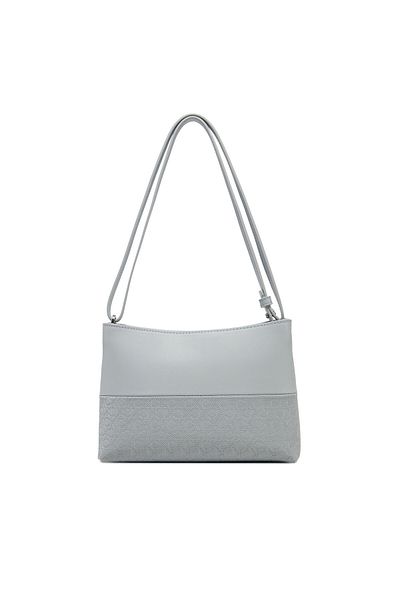 Calvin Klein Women's Zippered Shoulder Bag with Ck Monogram Extra Interior Compartment and Adjustable Strap Gray