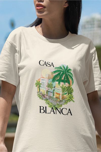 SUNFREE POPULAR TREND CASA BLANCA IMPRIMAT OVERSIZE TRICOU FEMEI