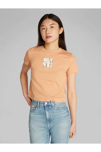 Calvin Klein Pink Slim Fit T-Shirt - Women's Round Neck J20J 225260 Suitable for -Tcp Machine