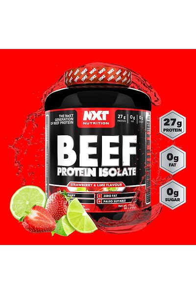 NXT Nutrition NXT Nutrition Beef Isolate, Strawberry Lime, 1.8 Kg, Zero Dairy, Zero Sugar