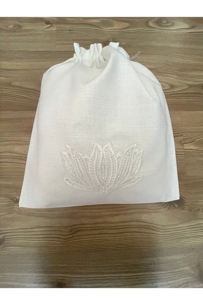 Genel Markalar Keten Çamaşır Kesesi 38x42 cm, Ekru, Zarif ve Hafif Tasarım