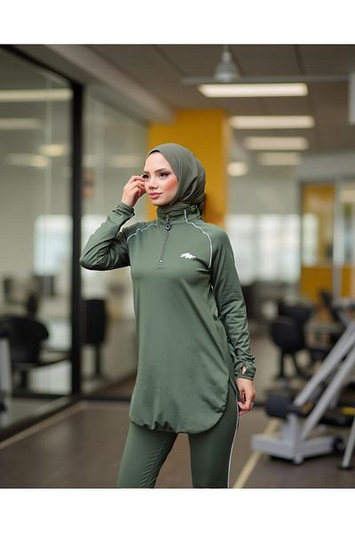 Wovi Γυναικείο σετ φόρμας Jogger με φερμουάρ από ύφασμα κατάδυσης