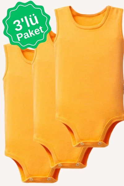 MAHFEL 100% Organic Cotton Sleeveless Baby Bodysuit with Snap Fasteners 3 Pack