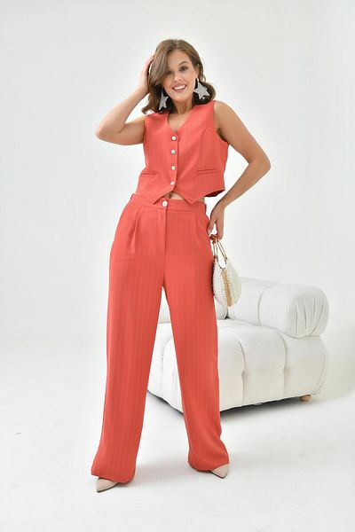 Garmi Women's Silvery Crep Vest Suit Tile