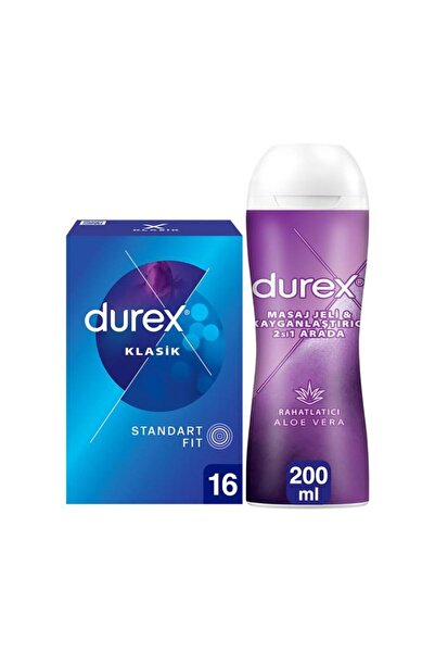 Durex Klasik Prezervatif 16Lı + Aloe Vera Kayganlaştırıcı Masaj Jeli 200 ml
