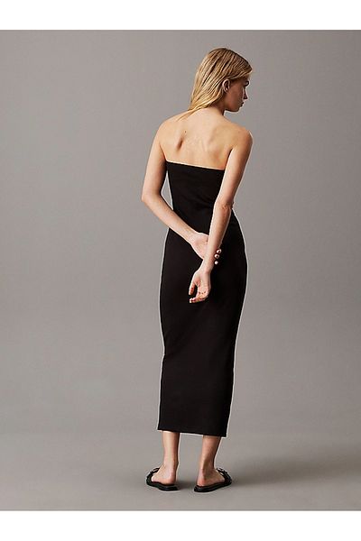 Calvin Klein Women Strapless Long Length Woven Fabric Solid Black Dress J20J 225263 -Beh