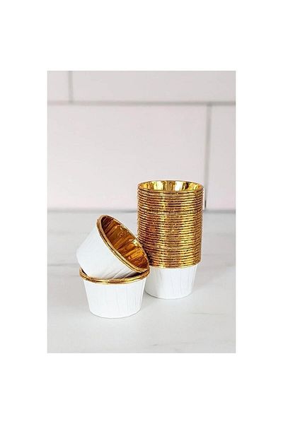 Dolphin White Gold Metallic 25-Pack Muffin Cupcake Cake Mold Container Capsule 6,5X4Cm