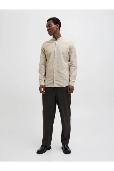 Jack & Jones JJEBREEZE LINEN BLEND BAND SHIRT KETEN
