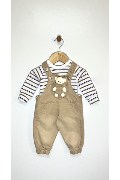 Kocaman Bebe Ayıcık Figürlü İkili Bebe Salopet Takım