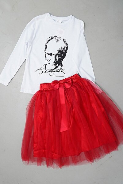 Nacar Kız Çocuk 23nisan 29ekim Gösteri Doğumgünü Kıyafeti Ayyıldız Kısa Kol B...