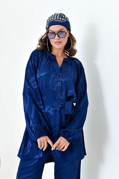 Garmi Синій жіночий жакардовий комплект