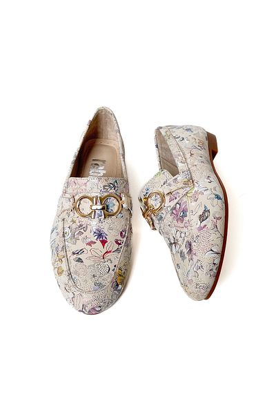 RABU Beige Women's Souvenir Collector Gold Metal Buckle Cáliskan Loafer Moccasin Ballerina Shoes