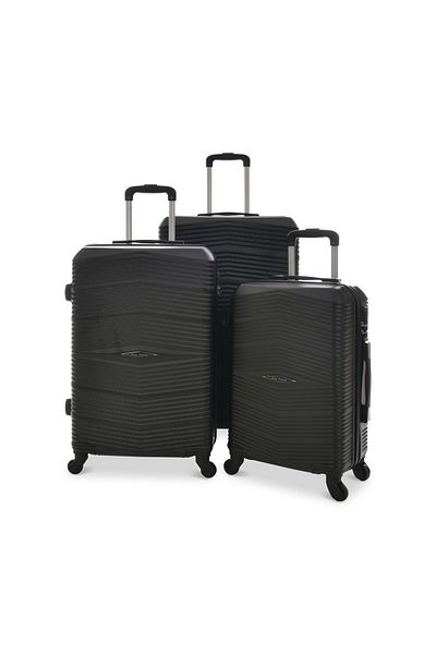 New Travel مجموعة حقائب سفر صلبة، حقيبة سفر بعجلات ABS، مع قفل مركب و4 عجلات 871/3P - أسود