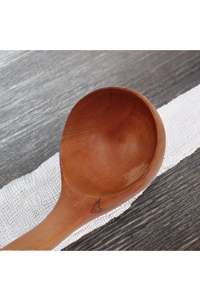 RAMDET 30cm Wooden Ladle Deep Soup Spoon Wooden Board Dining Ladle Ladle with Hanging Hole