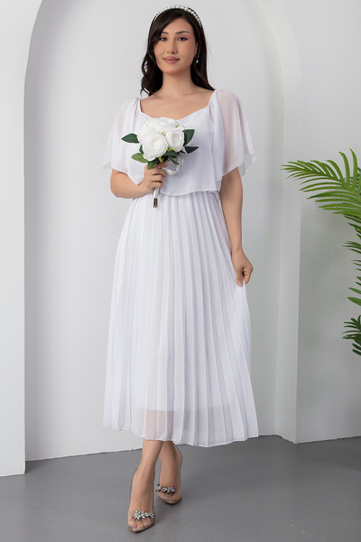 PULLIMM Сукня з плісированою шифоновою спідницею з коміром Мадонна 2025-4102