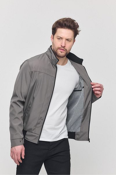 SİVAİST Men's Gray Seasonal Knitwear Detailed Zippered Inner Pocket Coat & Jacket