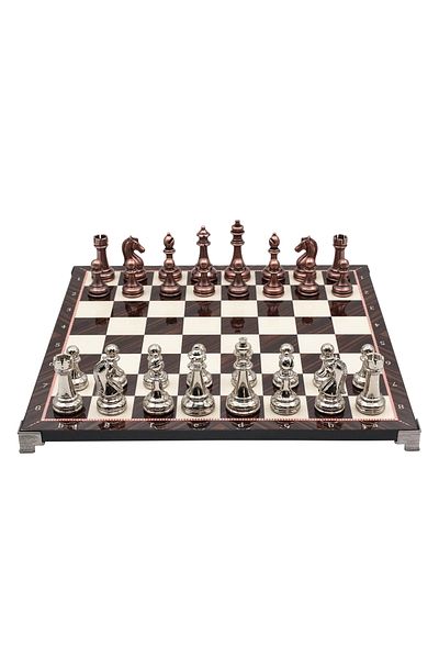 Cooper Chess 30cm Walnut Patterned Bronze Silver Metal Classic Design Chess Set Decorative Gift Chess Set