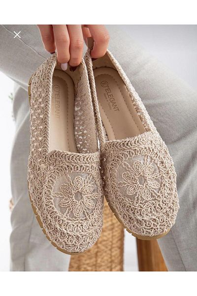WOSSE Lace Hand-Knitted Ballet Women's Shoes Comfortable Sole Daily Shoes