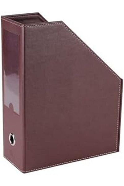Hepta Collection 2K Magazine Holder Faux Leather Desk Top Organizer 23 * 30 * 9 Cm. Burgundy