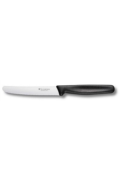 Victorinox شفرة مسننة مقاس 4 بوصات وعرض 5/8 بوصة عند الطرف المستدير ومقبض أسود