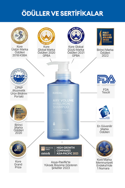Kundal Arındıran, Nemlendiren, Hacim Veren Şampuan KUNDAL Airy Volume Hyaluron Shampoo 500ml Blossom Breeze