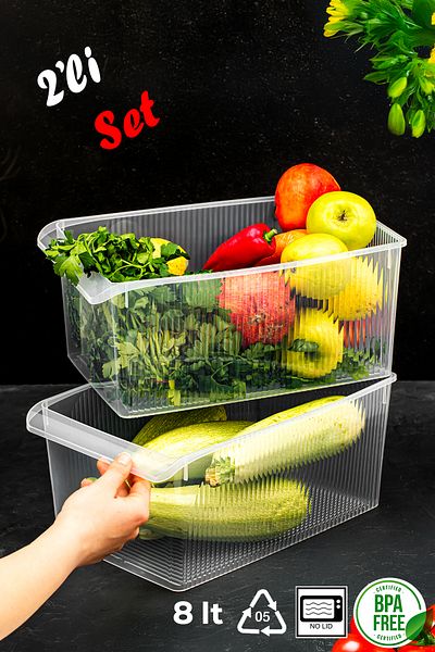 Porsima 3185 2Pcs 8 Liter Cabinet and Refrigerator Organizer Bathroom Kitchen Organizer 20X32X14 cm