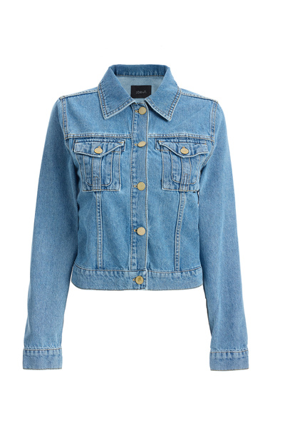 2be4a Kadın Açık Mavi Arkası Örme Denim Ceket