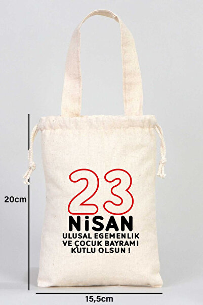 Pamusan 10 Adet 23 Nisan Ulusal Egemenlik Ve Çocuk Bayramı Kutlu Olsun Temalı Bez Kese Çanta - 15x20cm