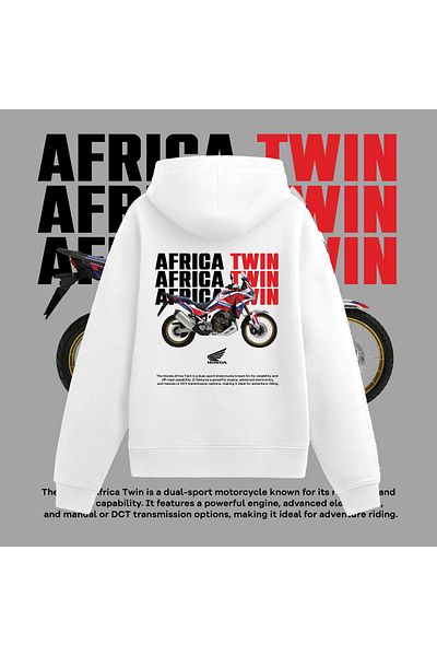 Edizen Honda Africa Twin Premium Hoodie Unisex Oversize 100% Cotton White