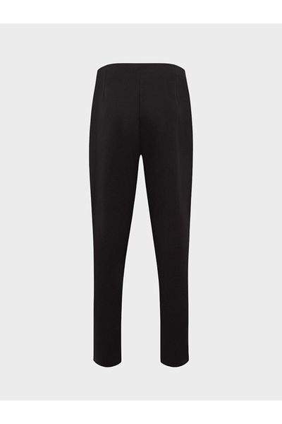 RİVUS High Waisted Ribbed Stitched Cigarette Leg Trousers - Black