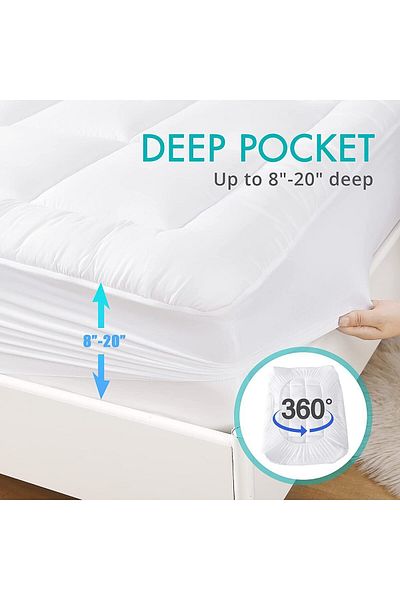 BabyCara Mattress Topper Cover 14cm With 2 Pillows Felt Extra Thick And Super Soft Available In All Sizes